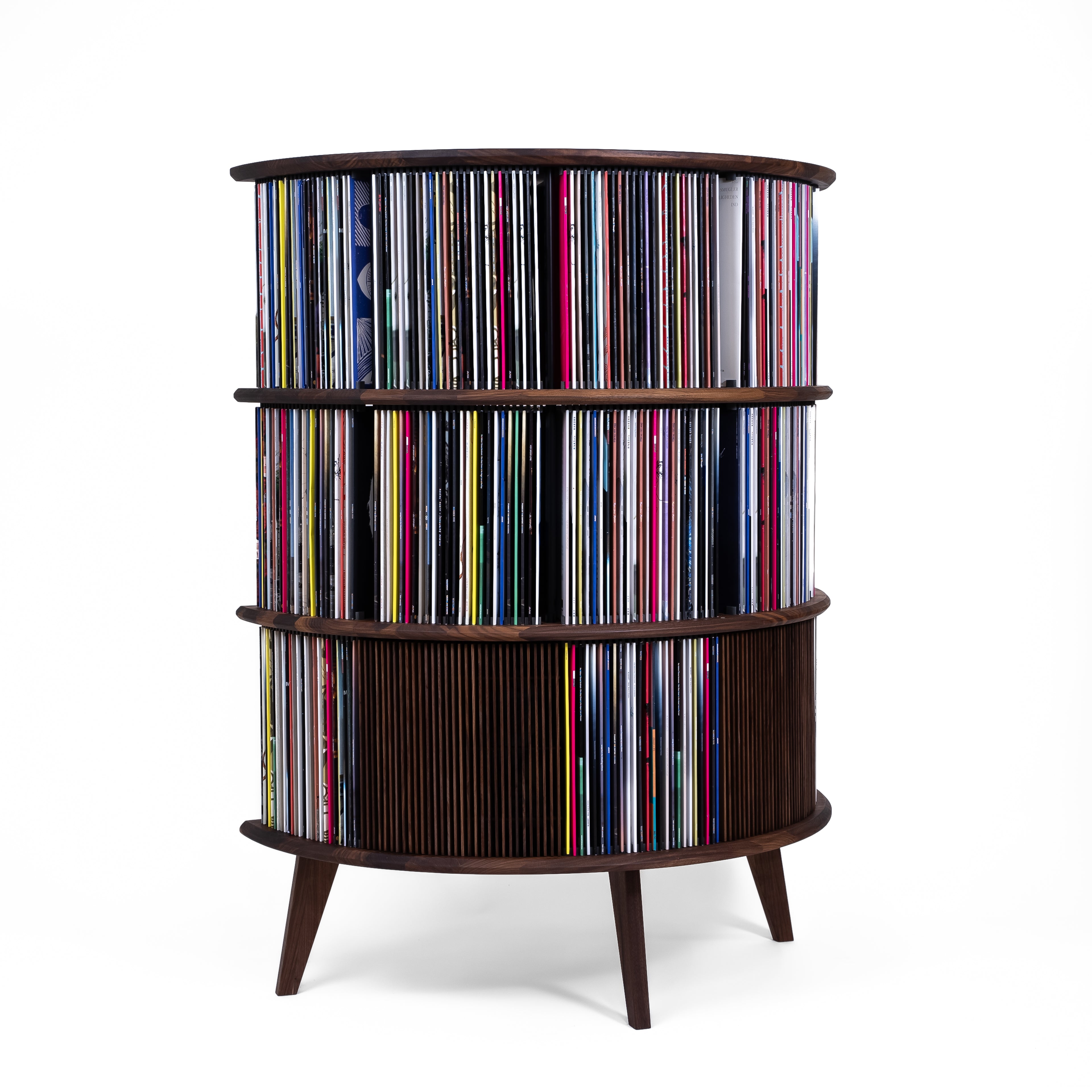 Vinyl opbevaring i valnød – Display LUNA