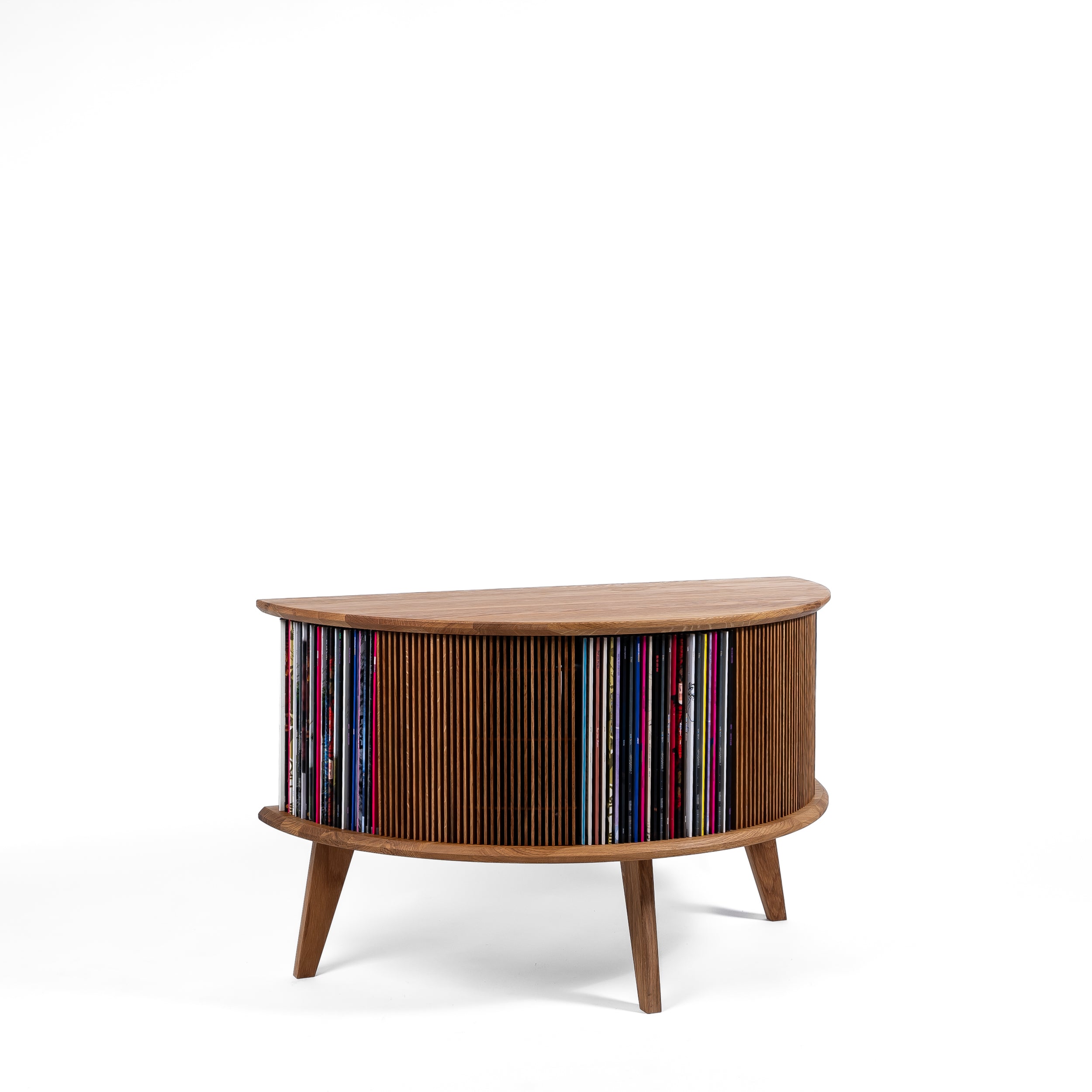 Vinylopslag in eikenhout – Display LUNA