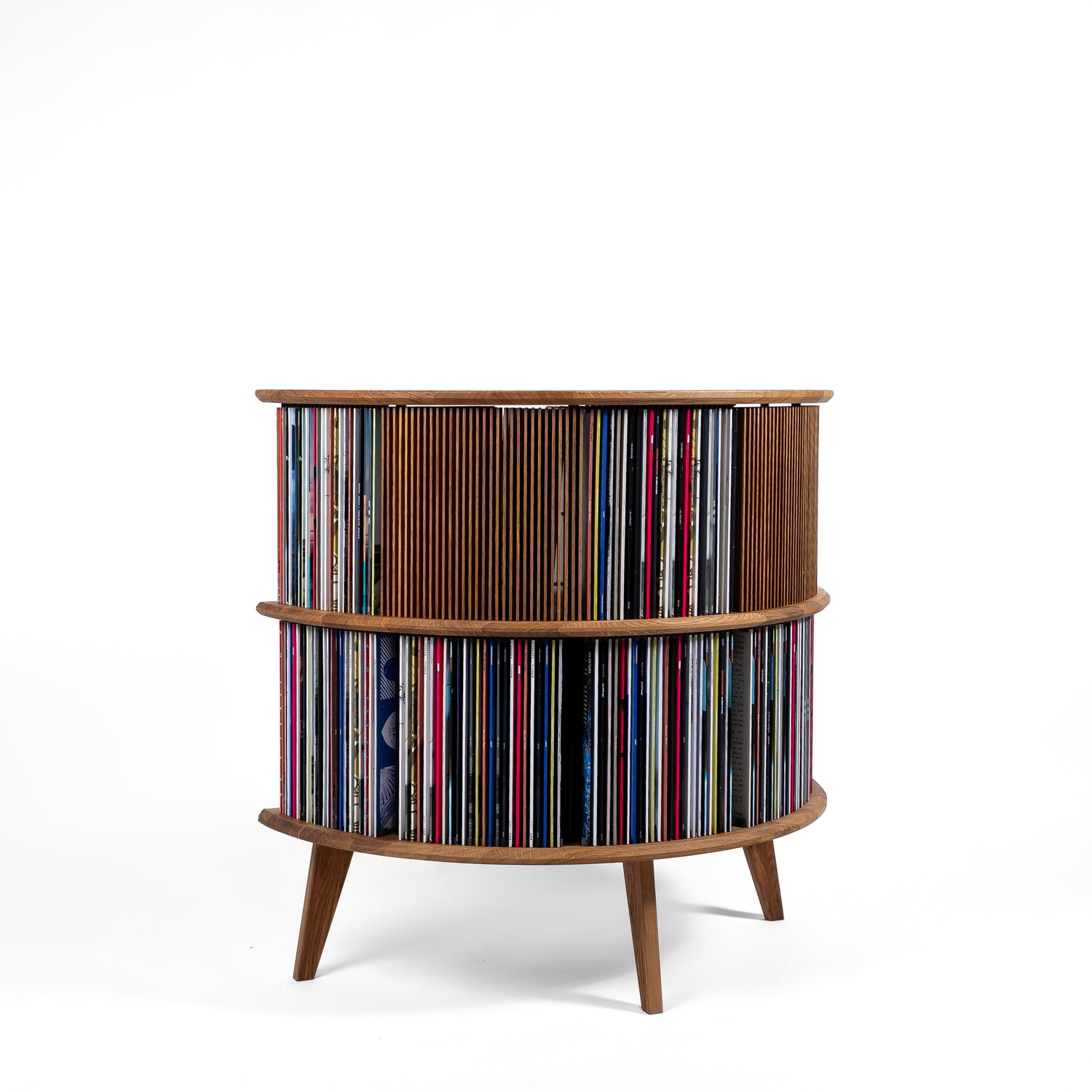 Vinylopslag in eikenhout – Display LUNA
