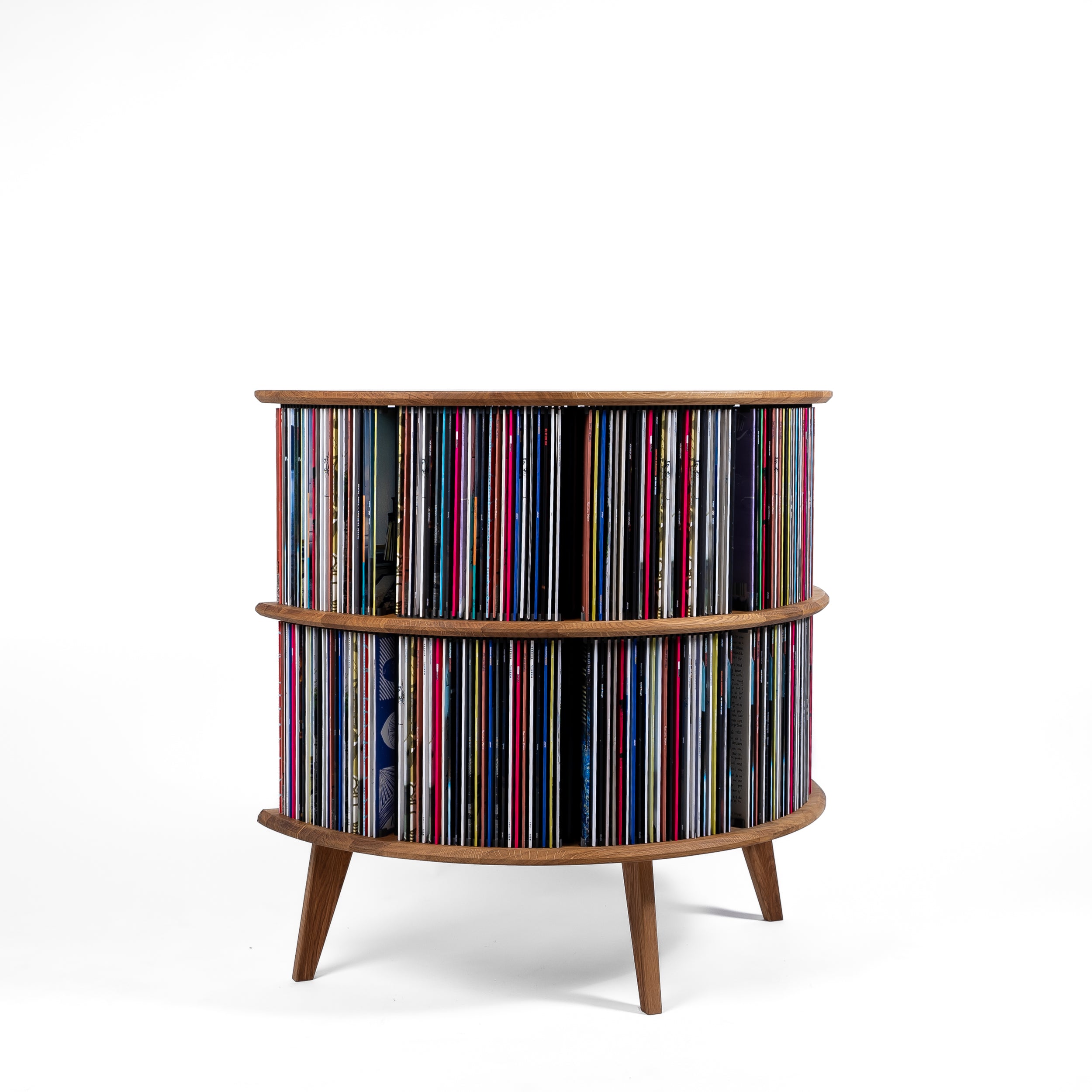 Vinylopslag in eikenhout – Display LUNA